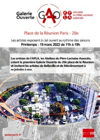 Les ateliers du Père-Lachaise Associés lancent une galerie à ciel ouvert sur la Place de la Réunion dans le 20e arrondissement. Le samedi 19 mars 2022 à Paris20. Paris.  19H/0